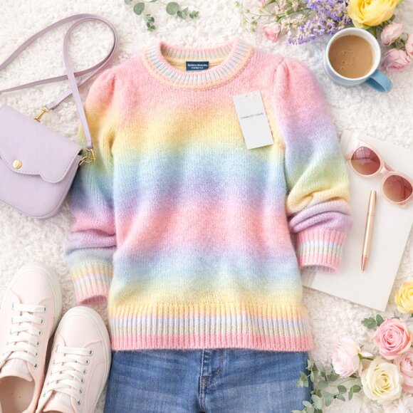 Charter Club Sweaters - Charter Club Petite Ombre Sweater PS NWT Pastel Rainbow Knit Crewneck Soft Color